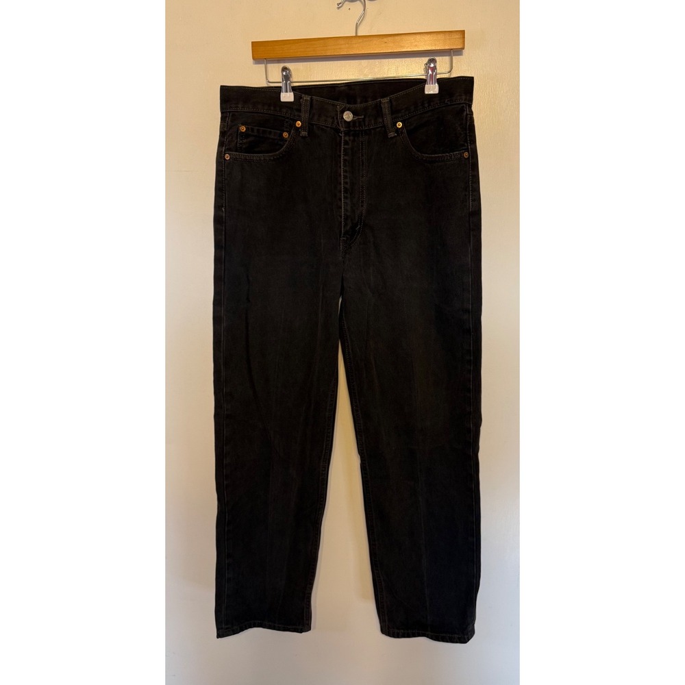 Levis 550 Relaxed Fit Black Denim Jeans Mens 36x32 Tapered Leg 00550-0260